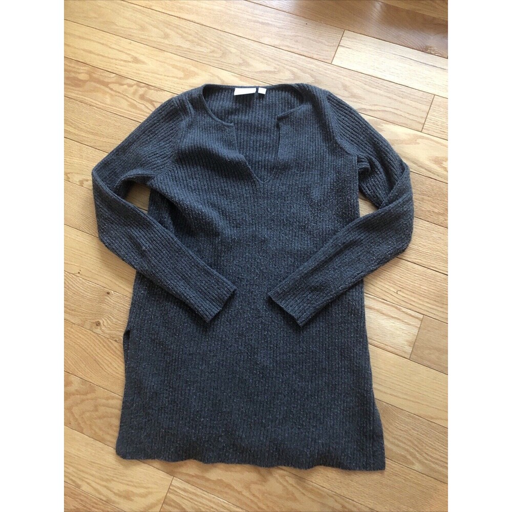 Ett TWA by Anthropologie Sweater V Neck Gray‎ XS Nylon-Poly-Wool-Spandex Blend